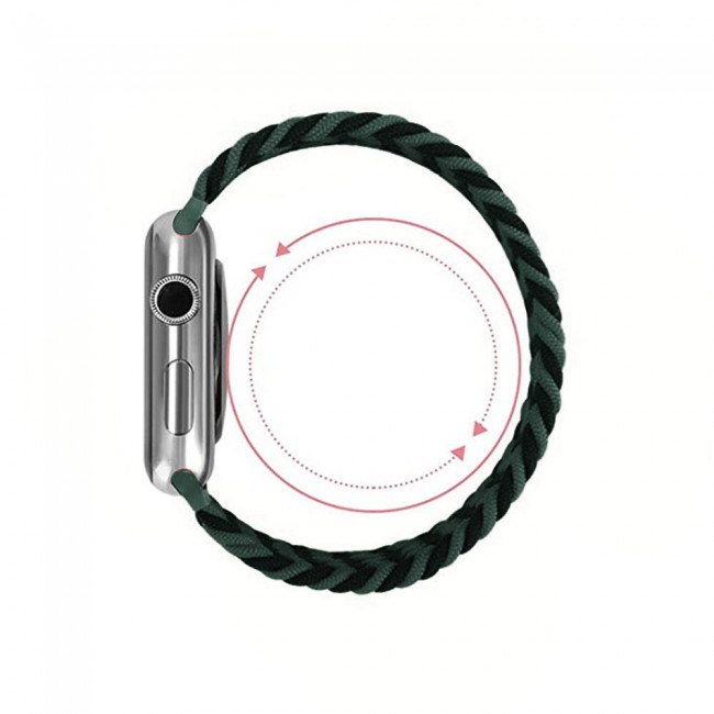 Apple Watch Band 42-44-45mm Stretcheable Elastic Braided Solo Loop Henlein Series by Margoun - Green Black