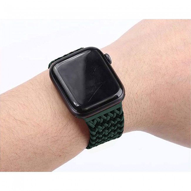 Apple Watch Band 42-44-45mm Stretcheable Elastic Braided Solo Loop Henlein Series by Margoun - Green Black