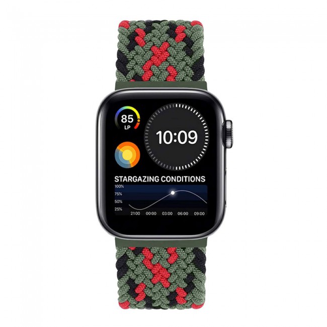 Apple Watch Band 42-44-45mm Stretcheable Elastic Braided Solo Loop Henlein Series by Margoun - Blue Red