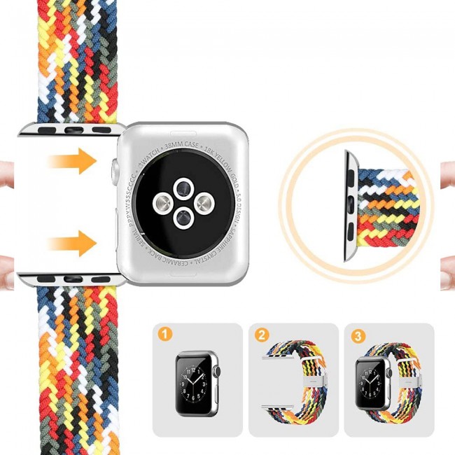 Apple Watch Band 42-44-45mm Stretcheable Elastic Braided Solo Loop Henlein Series by Margoun - Multicolor