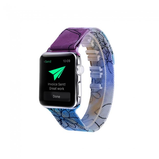 Apple Watch Band 42-44-45mm Milanese Loop Strap Henlein Series by Margoun - Floral 1