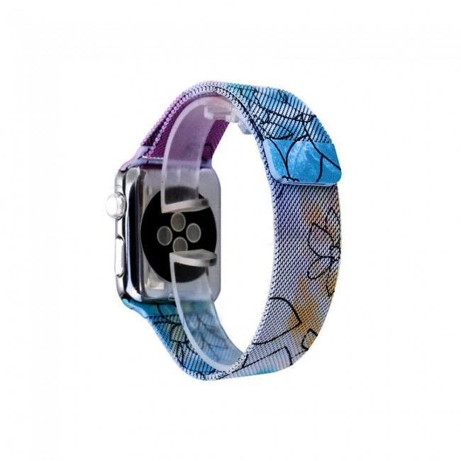 Apple Watch Band 42-44-45mm Milanese Loop Strap Henlein Series by Margoun - Floral 1