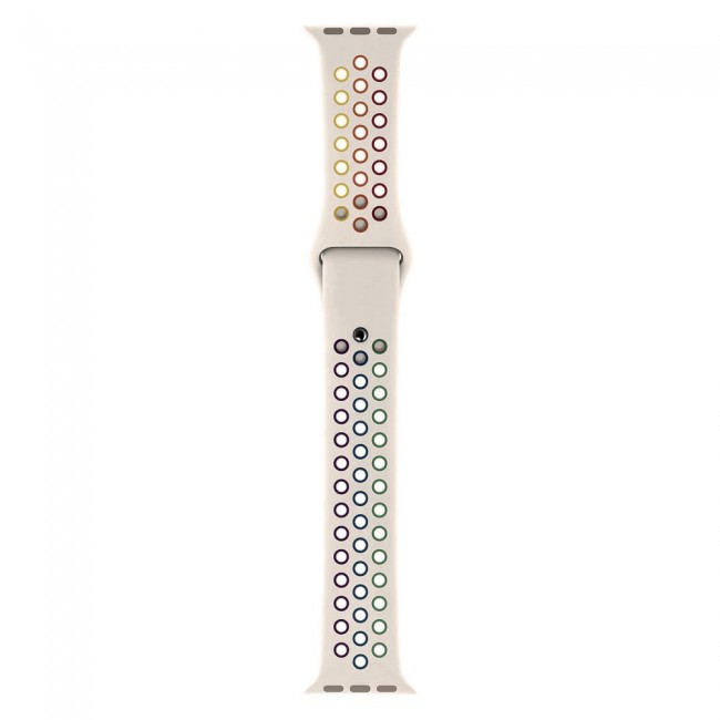 Apple Watch Band 42-44-45mm Silicone Nike Design Strap Henlein Series by Margoun - Rice White Pride Edition
