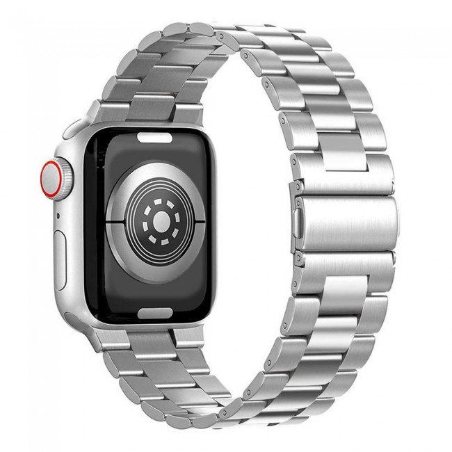 Apple Watch Band 42-44-45mm Buckle Stainless Steel Strap Henlein Series by Margoun - Silver