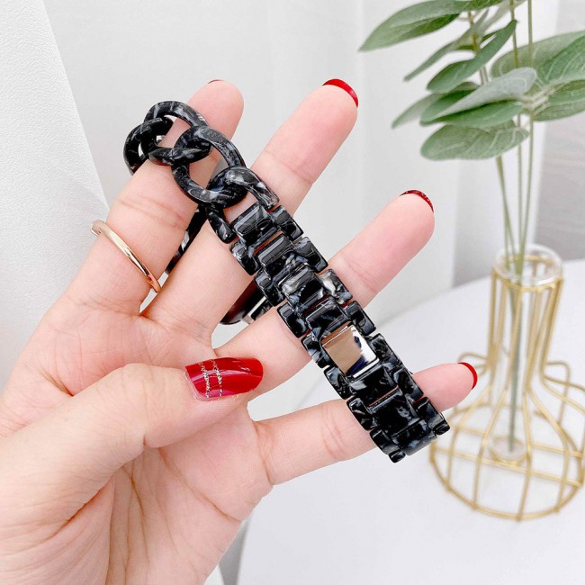 Apple Watch Band  42-44-45mm Hard Plastic Chain Resin Design Strap by Margoun - Marble Black
