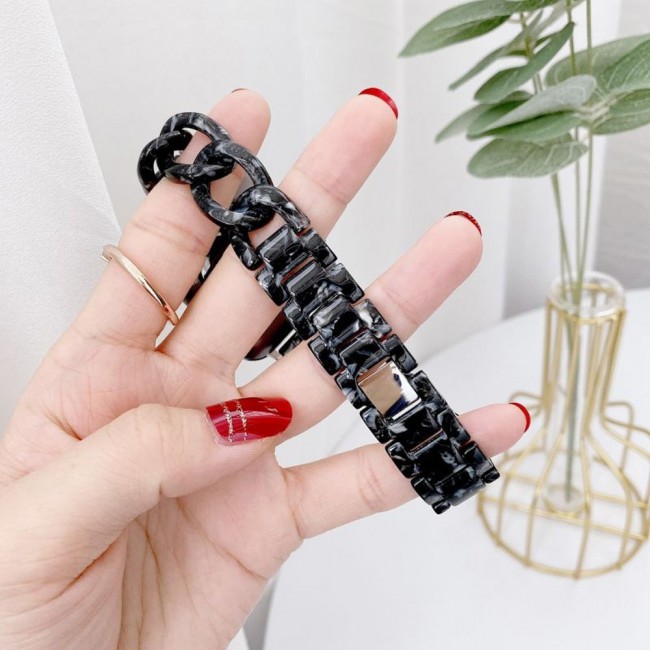 2Pack Apple Watch Band Chain Resin Design with 3D Screen Protector 44mm by Margoun – Marble Black