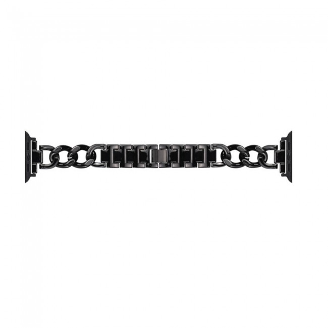 Apple Watch Band  42-44-45mm Hard Plastic Chain Resin Design Strap by Margoun - Marble Black
