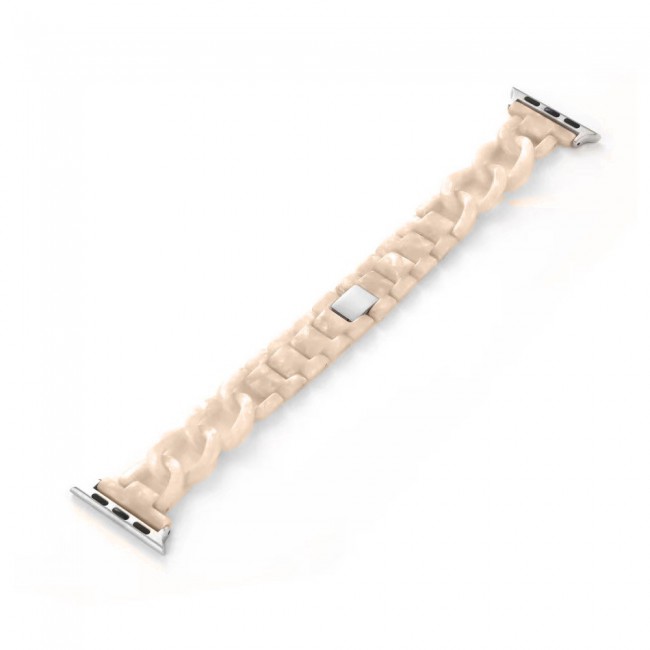 2Pack Apple Watch Band Chain Resin Design with Protective TPU Case 44mm by Margoun – Marble Cream White