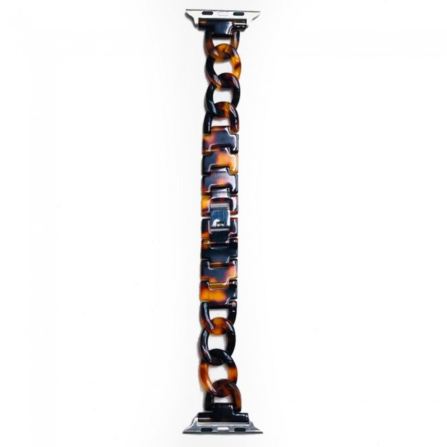 Apple Watch Band 42-44-45mm Hard Plastic Chain Resin Design Strap by Margoun - Marble Brown