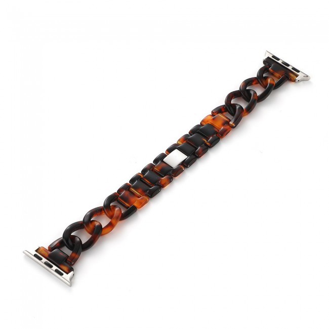 Apple Watch Band 42-44-45mm Hard Plastic Chain Resin Design Strap by Margoun - Marble Brown