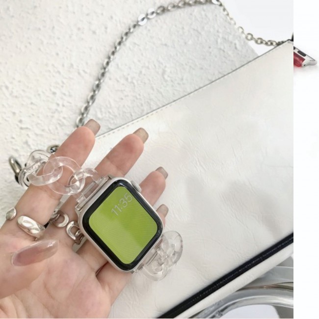2Pack Apple Watch Band Chain Resin Design with 3D Screen Protector 44mm by Margoun – Clear Color