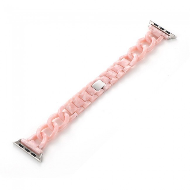 2Pack Apple Watch Band Chain Resin Design with 3D Screen Protector 44mm by Margoun – Marble Pink