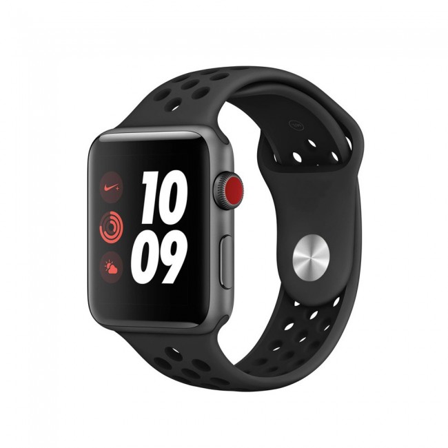 Apple Watch Band 42-44-45mm Silicone Nike Design Strap Henlein Series by Margoun - Black Black