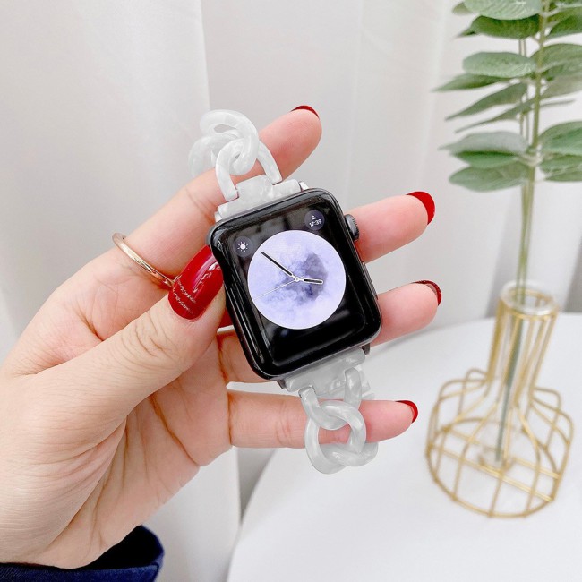2Pack Apple Watch Band Chain Resin Design with 3D Screen Protector 44mm by Margoun – Marble Stone Color