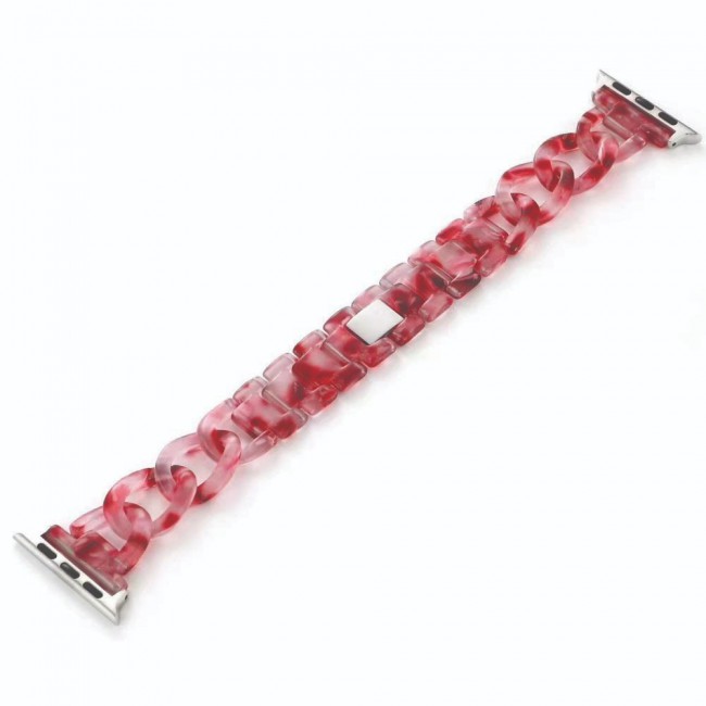 Apple Watch Band 42-44-45mm Hard Plastic Chain Resin Design Strap by Margoun - Red Rose