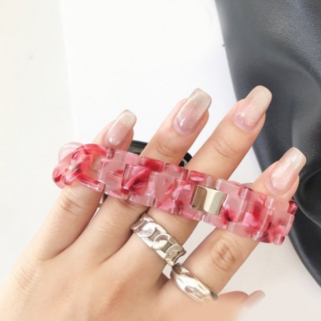 Apple Watch Band 42-44-45mm Hard Plastic Chain Resin Design Strap by Margoun - Red Rose