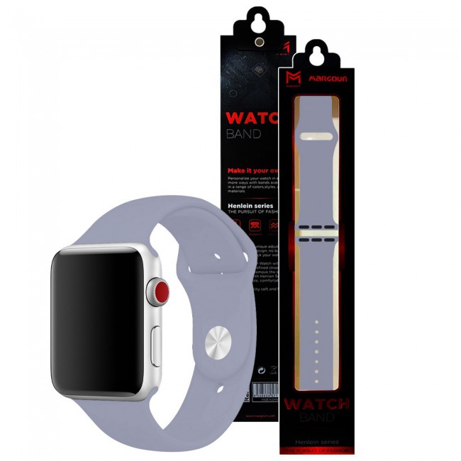 Apple Watch Band 42-44-45mm Strap Soft Silicone Sport Band Henlein Series by Margoun - Lavender Grey
