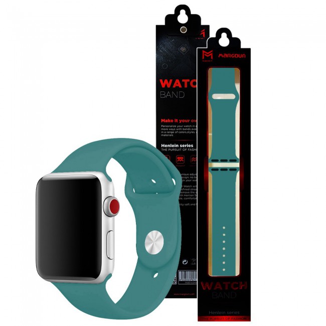 Apple Watch Band 42-44-45mm Strap Soft Silicone Sport Band Henlein Series by Margoun - Pine Green