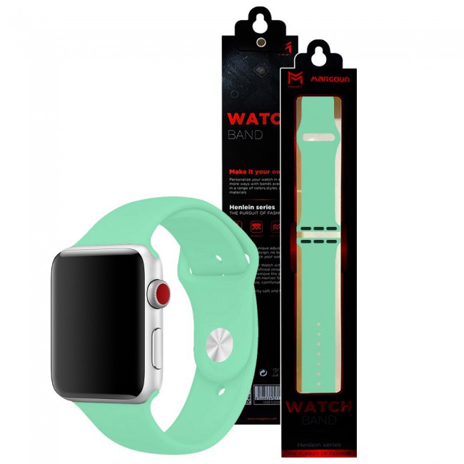 Apple Watch Band 42-44-45mm Strap Soft Silicone Sport Band Henlein Series by Margoun - Spearmint