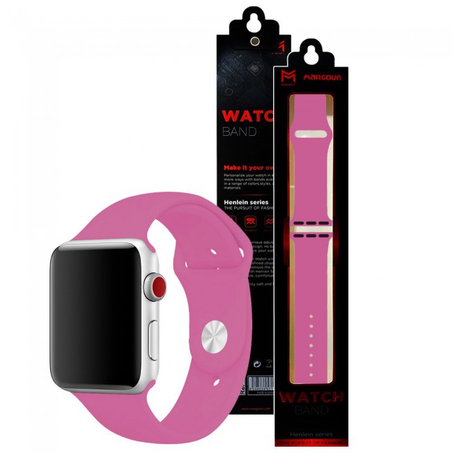 Apple Watch Band 42-44-45mm Strap Soft Silicone Sport Band Henlein Series by Margoun - Dragon Fruit