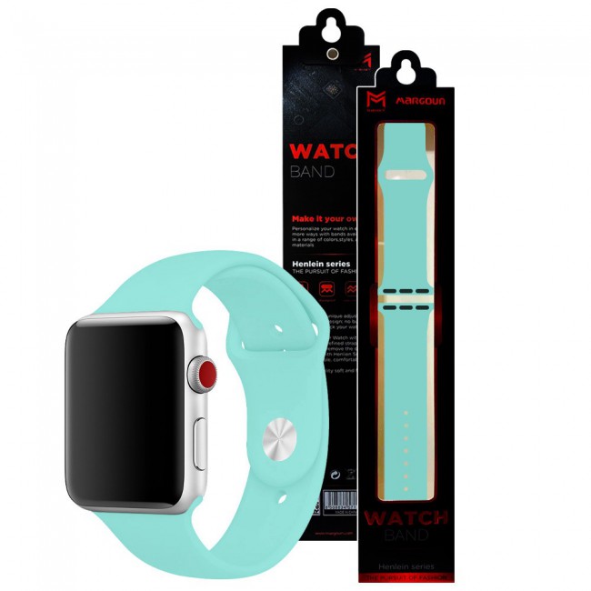 Apple Watch Band 42-44-45mm Strap Soft Silicone Sport Band Henlein Series by Margoun - Marine Green