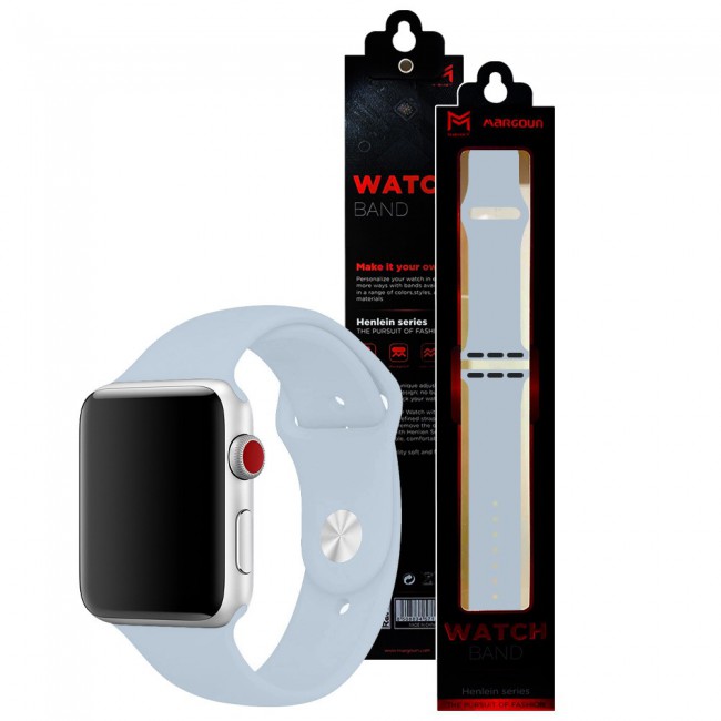 Apple Watch Band 42-44-45mm Strap Soft Silicone Sport Band Henlein Series by Margoun - Sky Blue