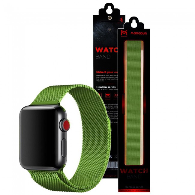 Apple Watch Band 42-44-45mm Milanese Loop Strap Henlein Series by Margoun - Green