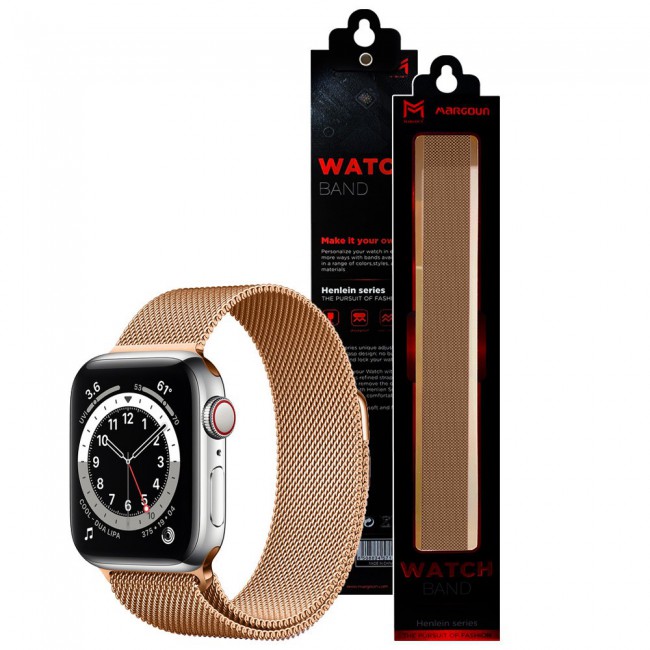 Apple Watch Band 42-44-45mm Milanese Loop Strap Henlein Series by Margoun - Gold