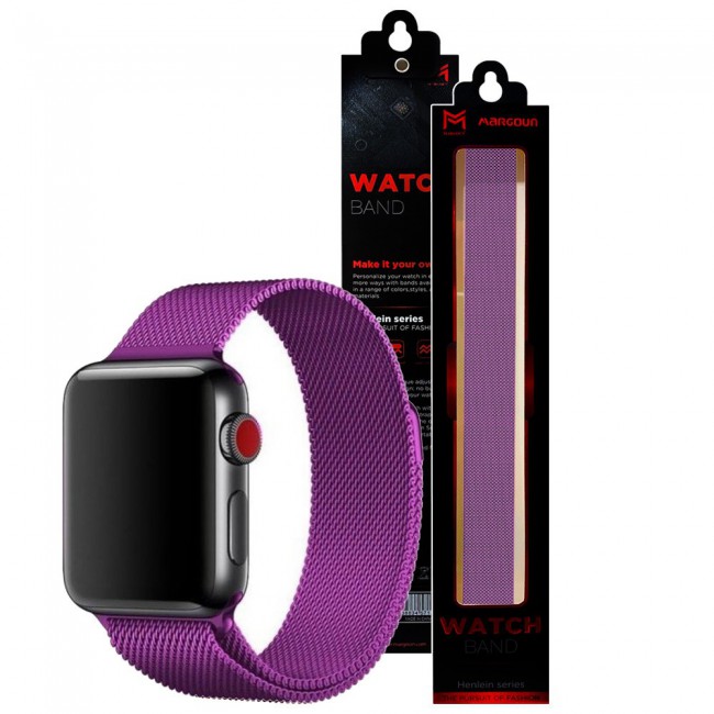 Apple Watch Band 42-44-45mm Milanese Loop Strap Henlein Series by Margoun - Purple