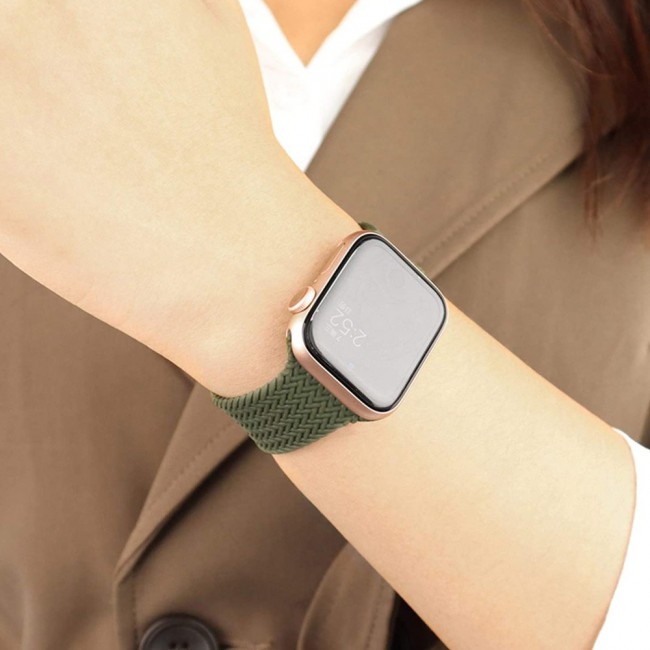 Apple Watch 42-44-45mm Yarn Braided Solo Loop Band Size M Henlein Series by Margoun - Green