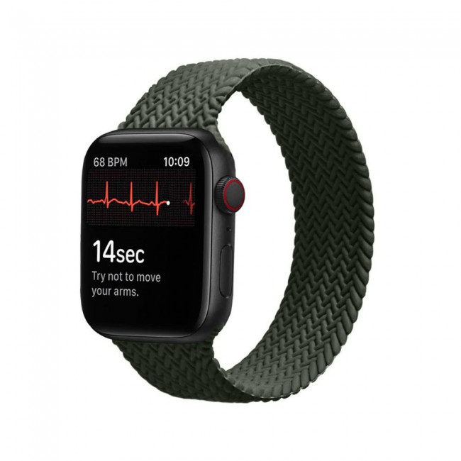 Apple Watch 42-44-45mm Yarn Braided Solo Loop Band Size M Henlein Series by Margoun - Green