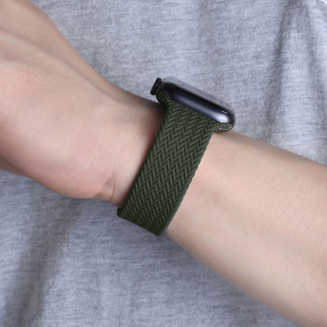 Apple Watch 42-44-45mm Yarn Braided Solo Loop Band Size M Henlein Series by Margoun - Green