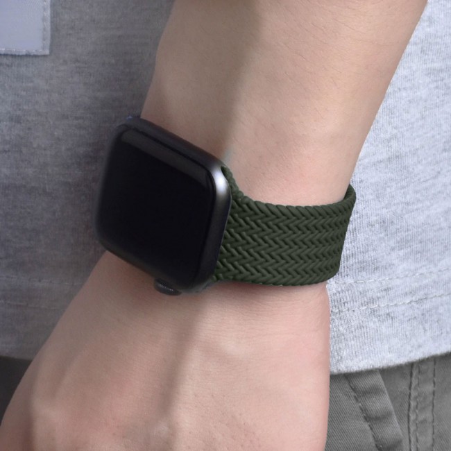 Apple Watch 42-44-45mm Yarn Braided Solo Loop Band Size M Henlein Series by Margoun - Green