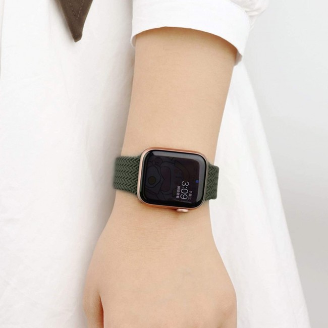 Apple Watch 42-44-45mm Yarn Braided Solo Loop Band Size M Henlein Series by Margoun - Green
