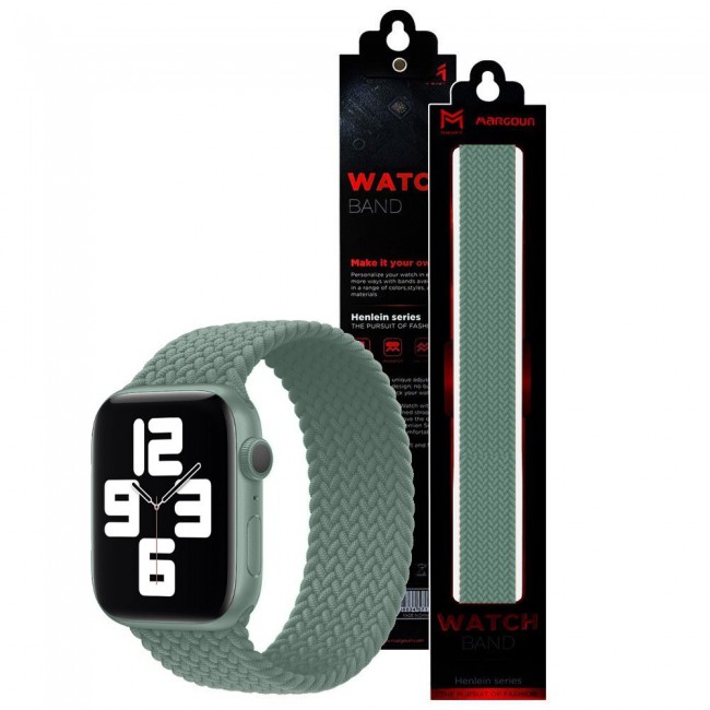 Apple Watch 42-44-45mm Yarn Braided Solo Loop Band Size S Henlein Series by Margoun - Green