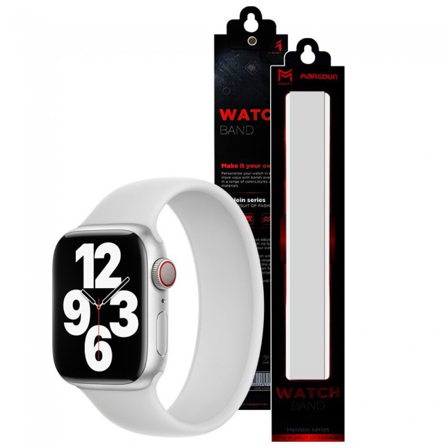 Apple Watch 42-44-45mm Size S Elastic Silicone Solo Loop Band Henlein Series by Margoun - White