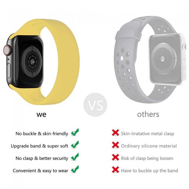 Apple Watch 42-44-45mm Size L Elastic Silicone Solo Loop Band Henlein Series by Margoun - Yellow