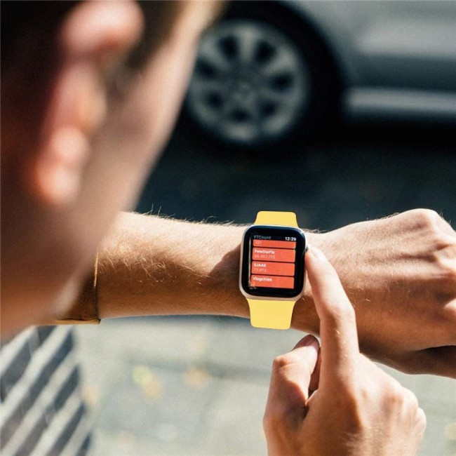 Apple Watch 42-44-45mm Size M Elastic Silicone Solo Loop Band Henlein Series by Margoun - Yellow