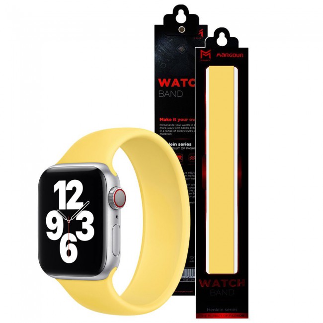 Apple Watch 42-44-45mm Size S Elastic Silicone Solo Loop Band Henlein Series by Margoun - Yellow