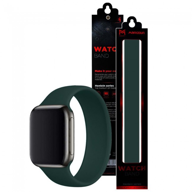 Apple Watch Band 38-40-41mm Size M Elastic Silicone Solo Loop Strap Henlein Series by Margoun - Dark Green