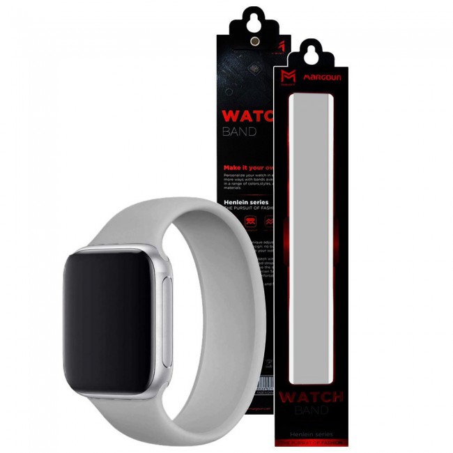 Apple Watch Band 38-40-41mm Size M Elastic Silicone Solo Loop Strap Henlein Series by Margoun - Grey