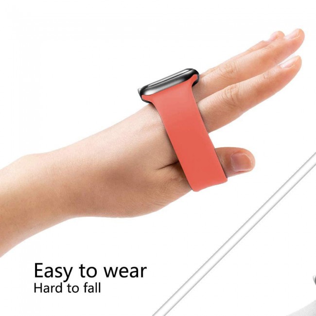 Apple Watch SE Band 40mm - Size S Elastic Silicone Solo Loop Strap Henlein Series by Margoun - Pink Citrus