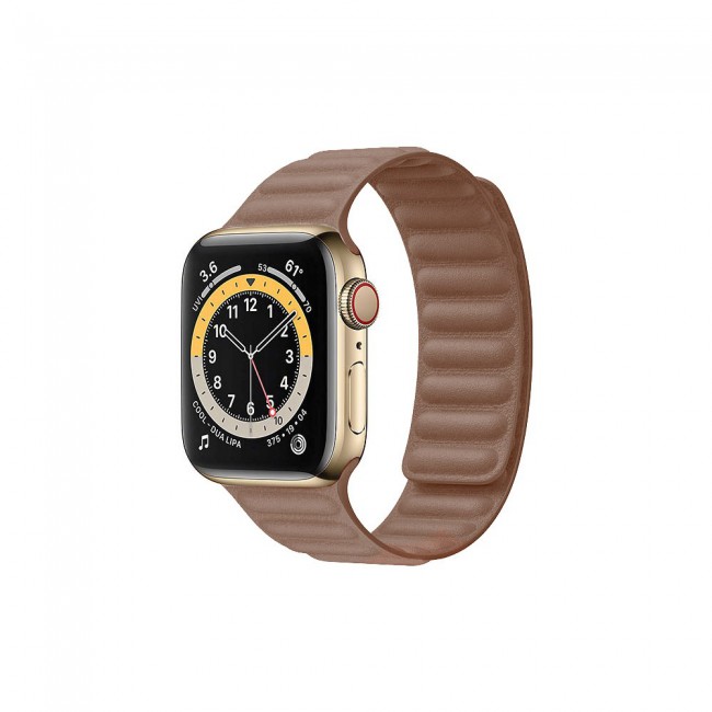 Apple Watch Band Silicone Strap Leather Link Design 42-44-45mm Henlein Series by Margoun - Brown