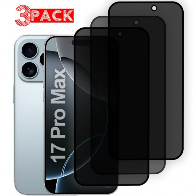 MARGOUN 3 Pack for iPhone 17 Pro Max Screen Protector Privacy Anti Spy Tempered Glass,9H Hardness,Scratch-Resistant, Anti-Fingerprint and Dustproof, with Smooth Touch and Easy Installation