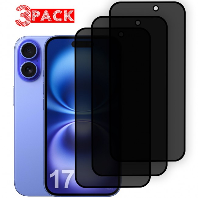 MARGOUN 3 Pack for iPhone 17 Screen Protector Privacy Anti Spy Tempered Glass,9H Hardness,Scratch-Resistant, Anti-Fingerprint and Dustproof, with Smooth Touch and Easy Installation