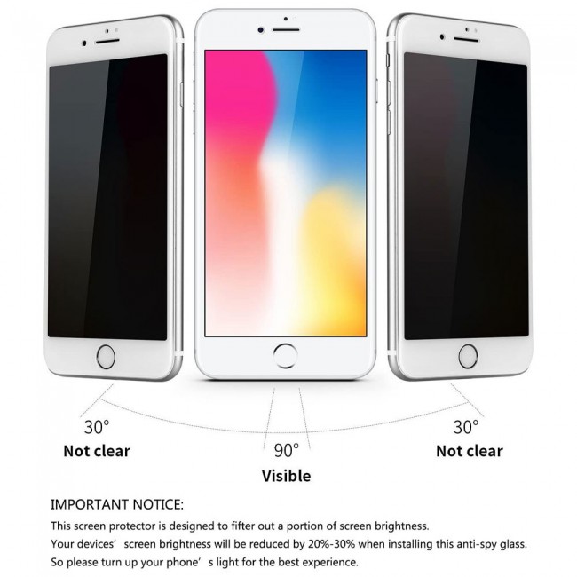 Apple iPhone 6 and 6S 3D Privacy Screen Protector Ultimate by Margoun - White Edge