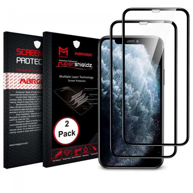 Apple iphone 12 Tempered 3D Glass screen Protector Super Shieldz by Margoun - 2-Pack