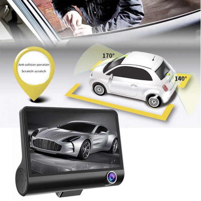 Auto DVR 3 Camera Lens 4.0 Inch Dash Camera Dual Lens Camera Video Recorder Auto Registrator Dvr dash Cam