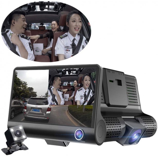 Auto DVR 3 Camera Lens 4.0 Inch Dash Camera Dual Lens Camera Video Recorder Auto Registrator Dvr dash Cam