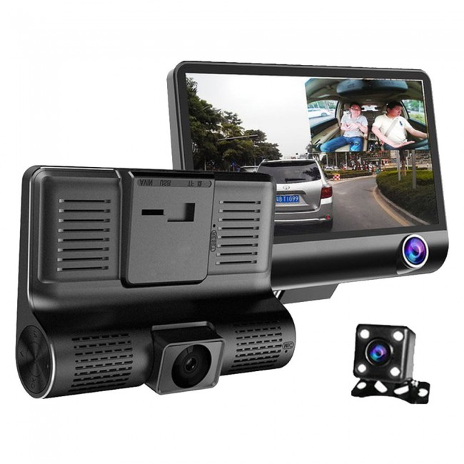 Auto DVR 3 Camera Lens 4.0 Inch Dash Camera Dual Lens Camera Video Recorder Auto Registrator Dvr dash Cam